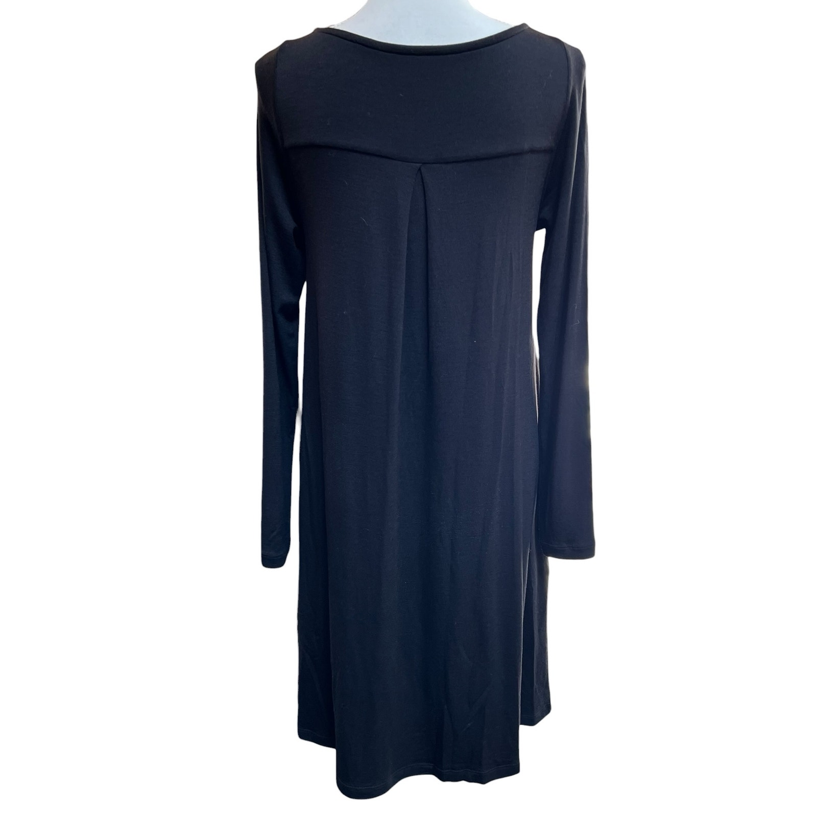 Wool& Black Merino Wool Midi Dress Women’s Xs Long Sleeve A-Line Stretch — image 3 of 4